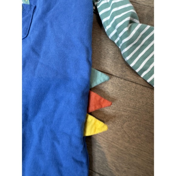 JoJo Maman Bebe Romper Baby 12-18 Months Dinosaur Overalls Striped Shirt Snaps - Picture 3 of 8